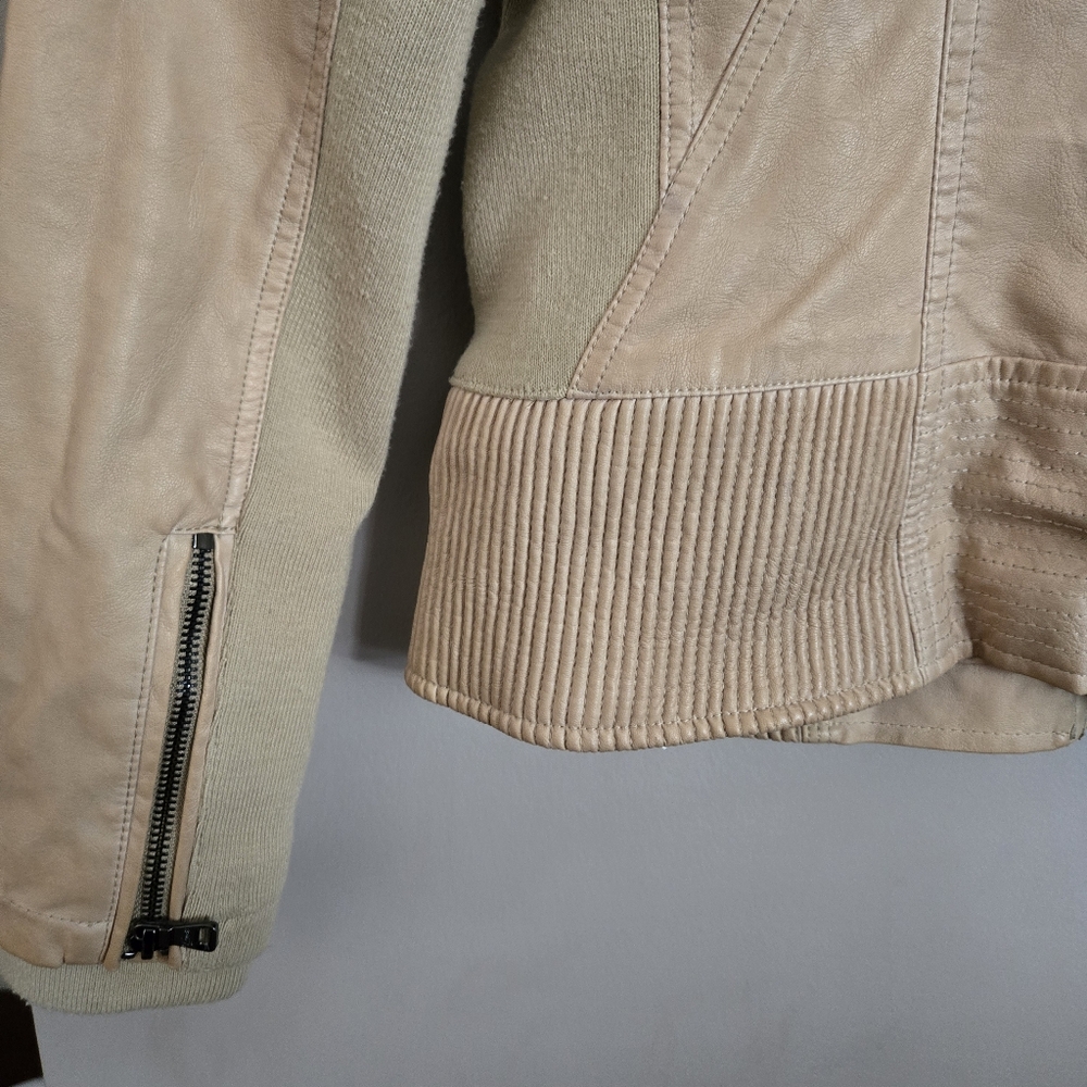 Guess NWT Moto Jacket Women Biker Tan Camel Medium Coat Top Bomber Y2K - Picture 5 of 15